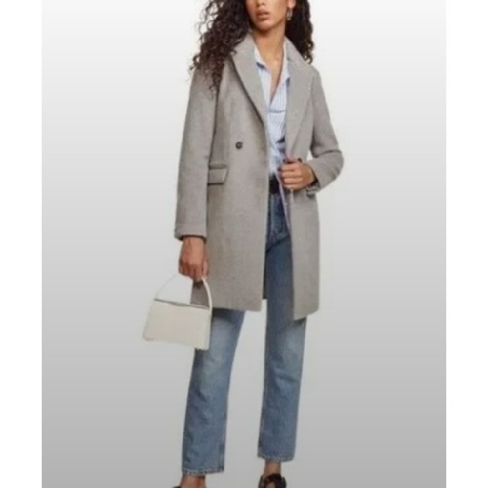 Reformation Size XS Cumberland Gray Wool‎ Blend Double Breasted Button Overcoat